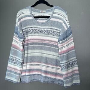 Faherty‎ Mesa sweater medium Baja beach Boho stripe cotton linen rainbow